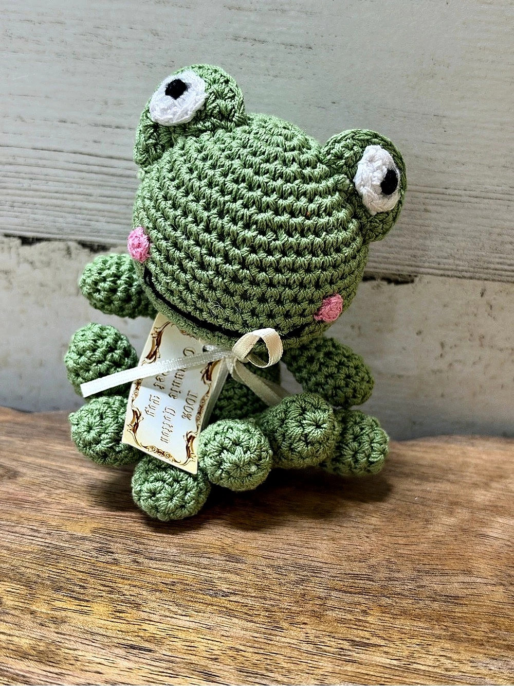 Pet Flys Knit Knacks Fritz the Frog Toy Green & Pink